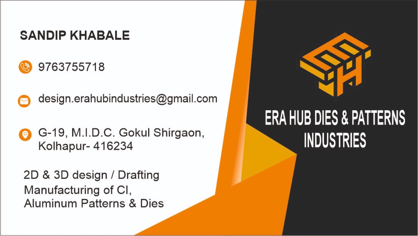 ERA HUB Dies and Patterns Industries visiting card